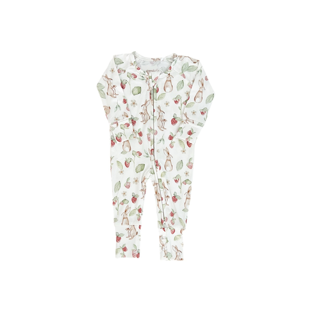 Bamboo Convertible Footie Romper | Strawberry Bunnies