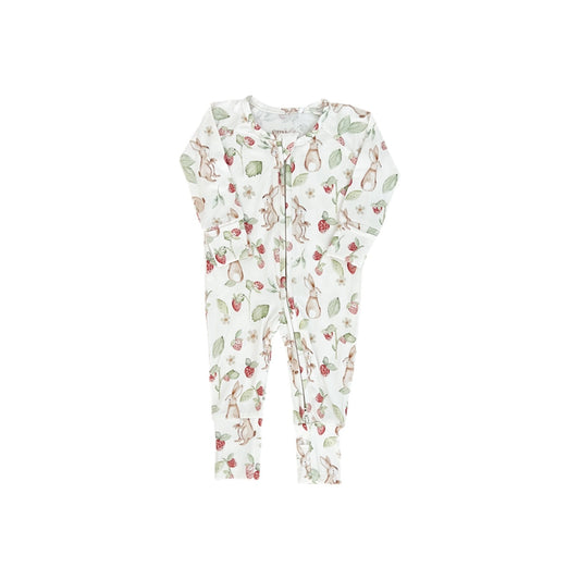 Bamboo Convertible Footie Romper | Strawberry Bunnies