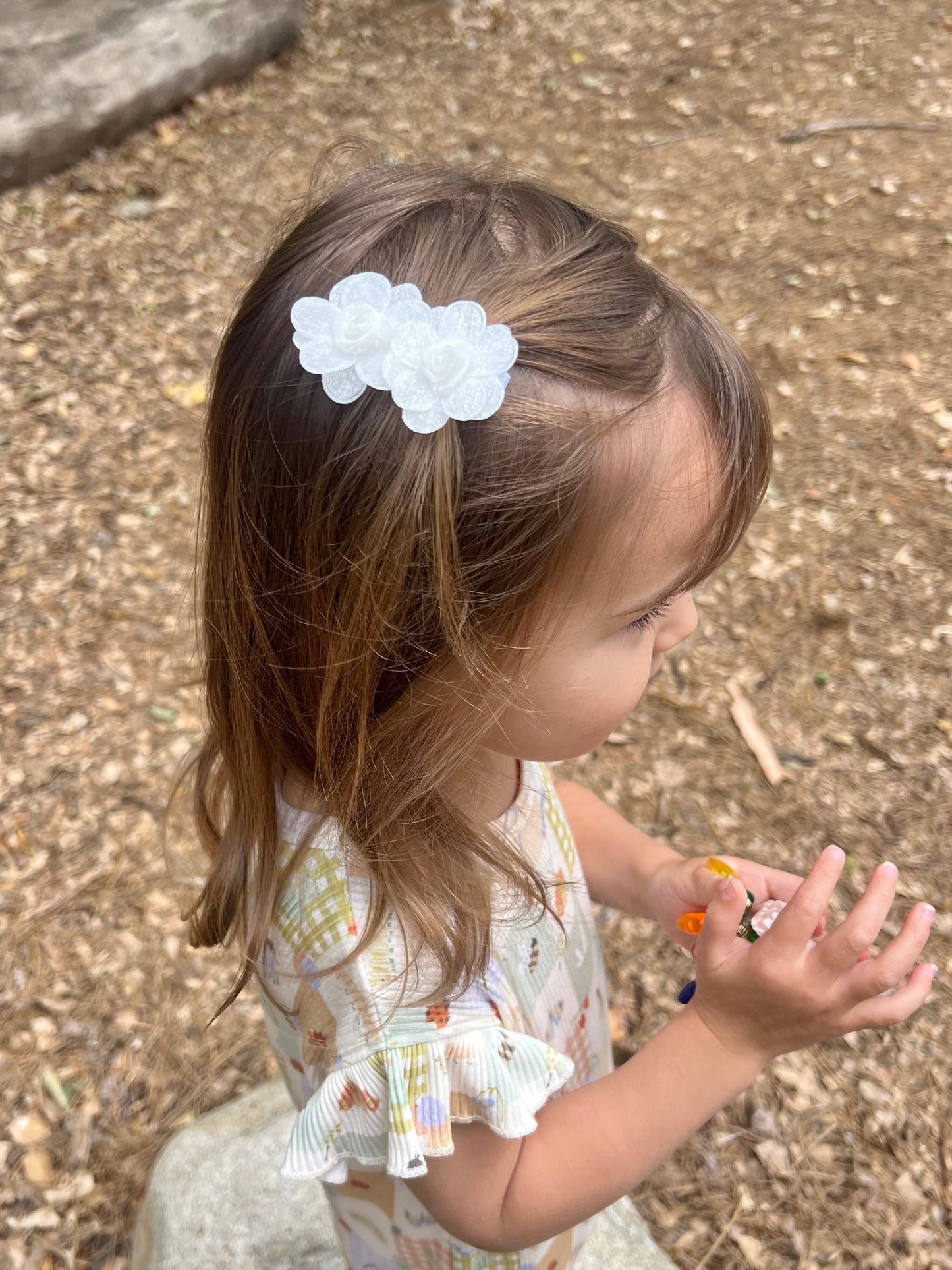 Shimmer Flower Hair Clips - Set of 3