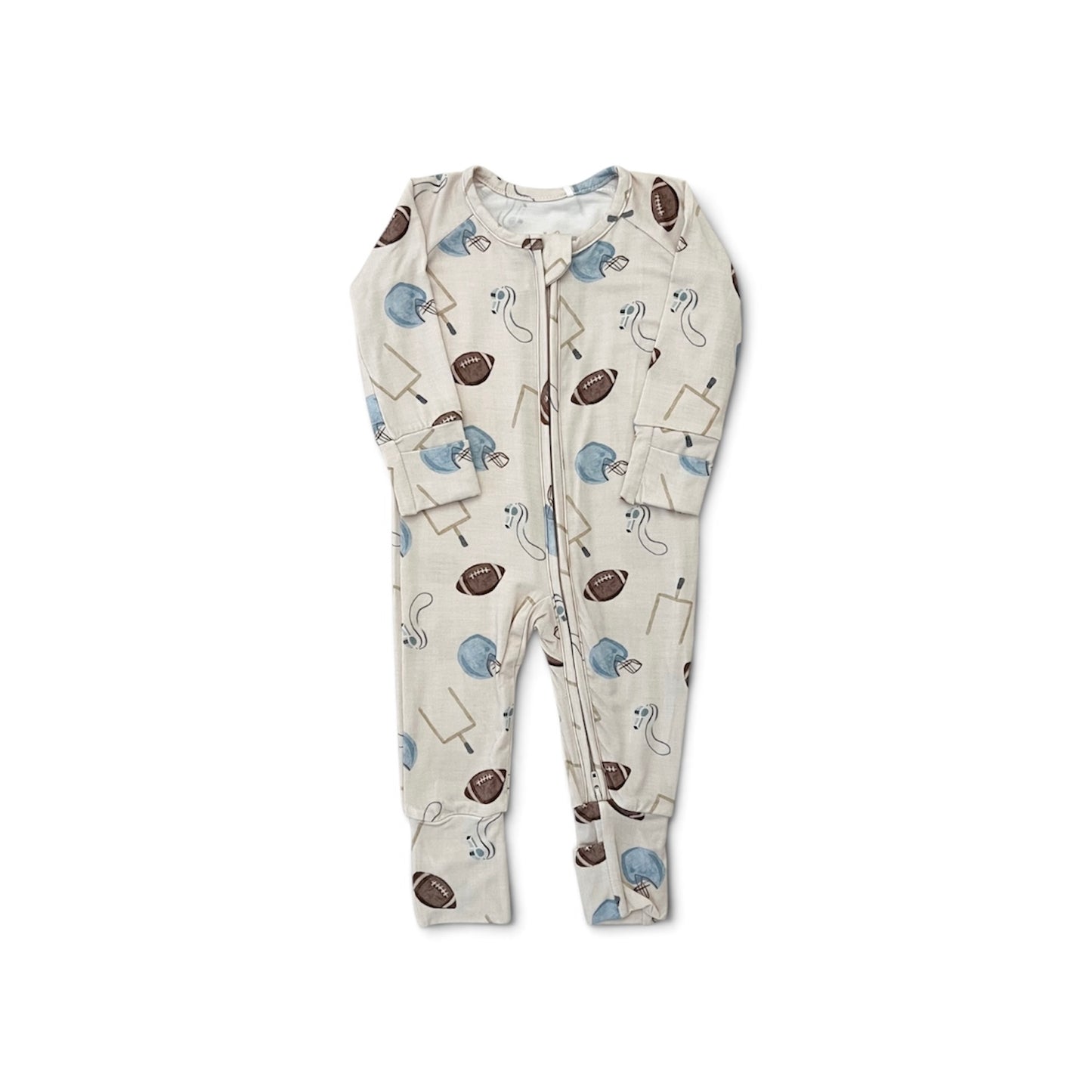 Bamboo Convertible Footie Romper | Football (Blue)