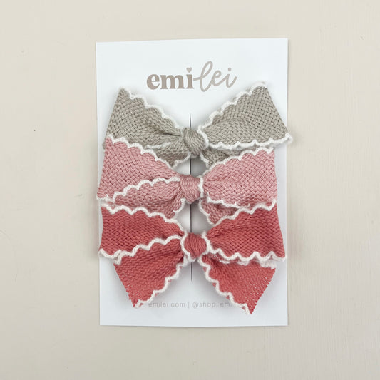 Bow Headbands & Clips | Set of 3 - Scalloped Bows