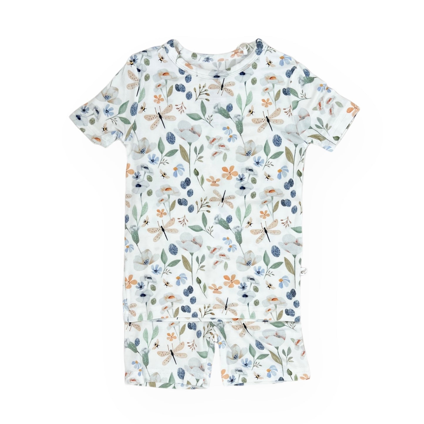 Bamboo Short Sleeve Toddler Pajama Set | Dragonfly Floral