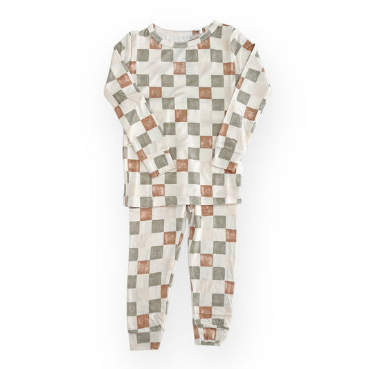 Bamboo Two Piece Toddler Set | Brushed Check