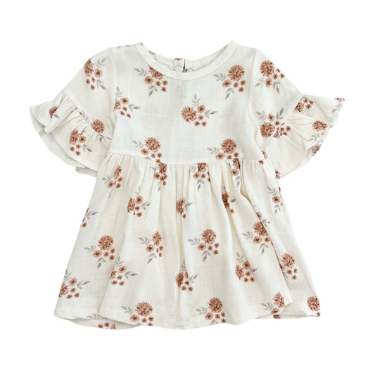 Linen Ruffle Sleeve Dress | Fall Floral