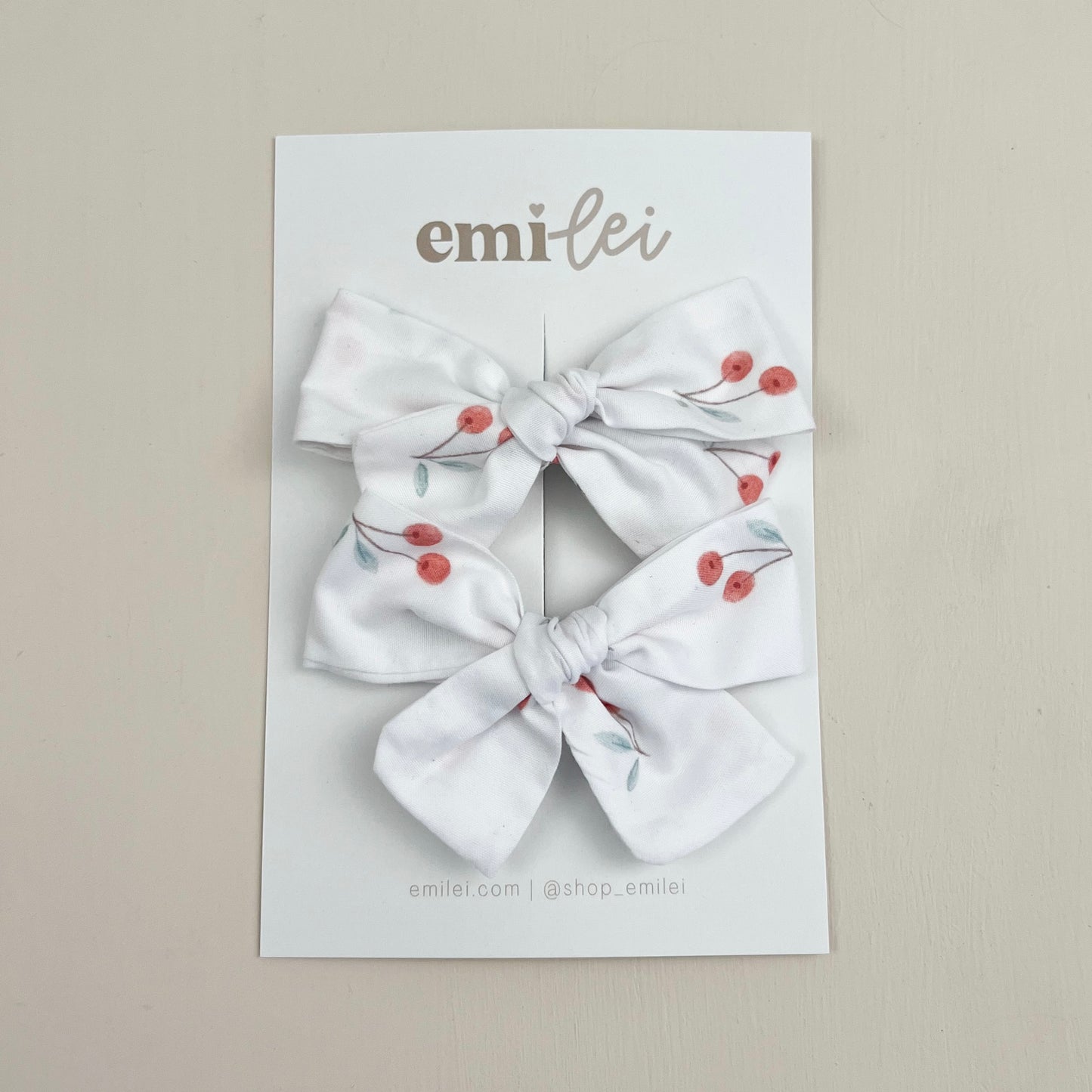 Pigtail Bow Clips | Cherry