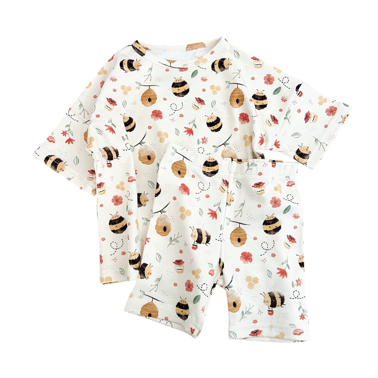 Organic Cotton Boxy Tee & Bike Short Set | Honey Bee