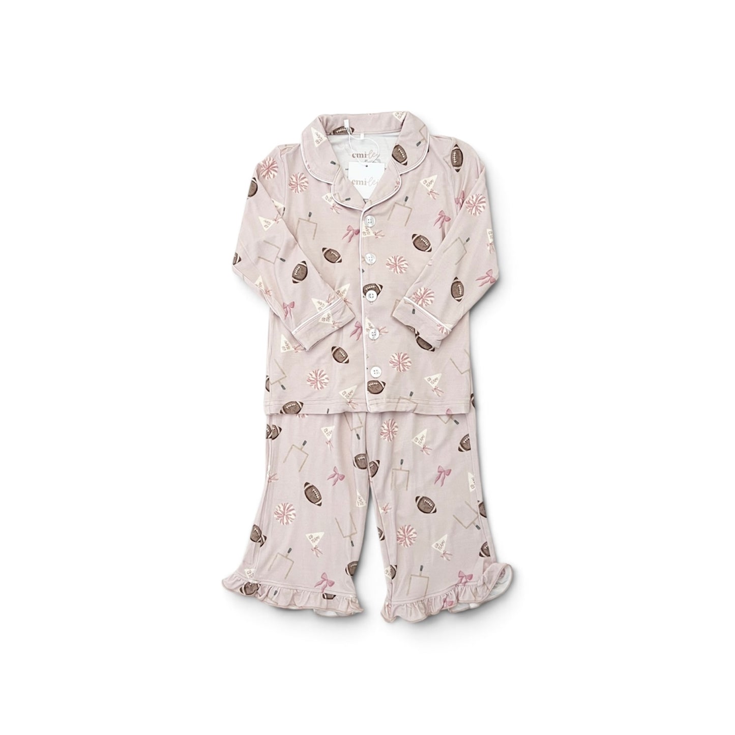 Bamboo Ruffle Lounge Set | Frilly Football (Mauve)