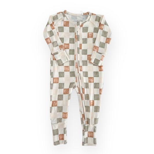 Bamboo Convertible Footie Romper | Brushed Check