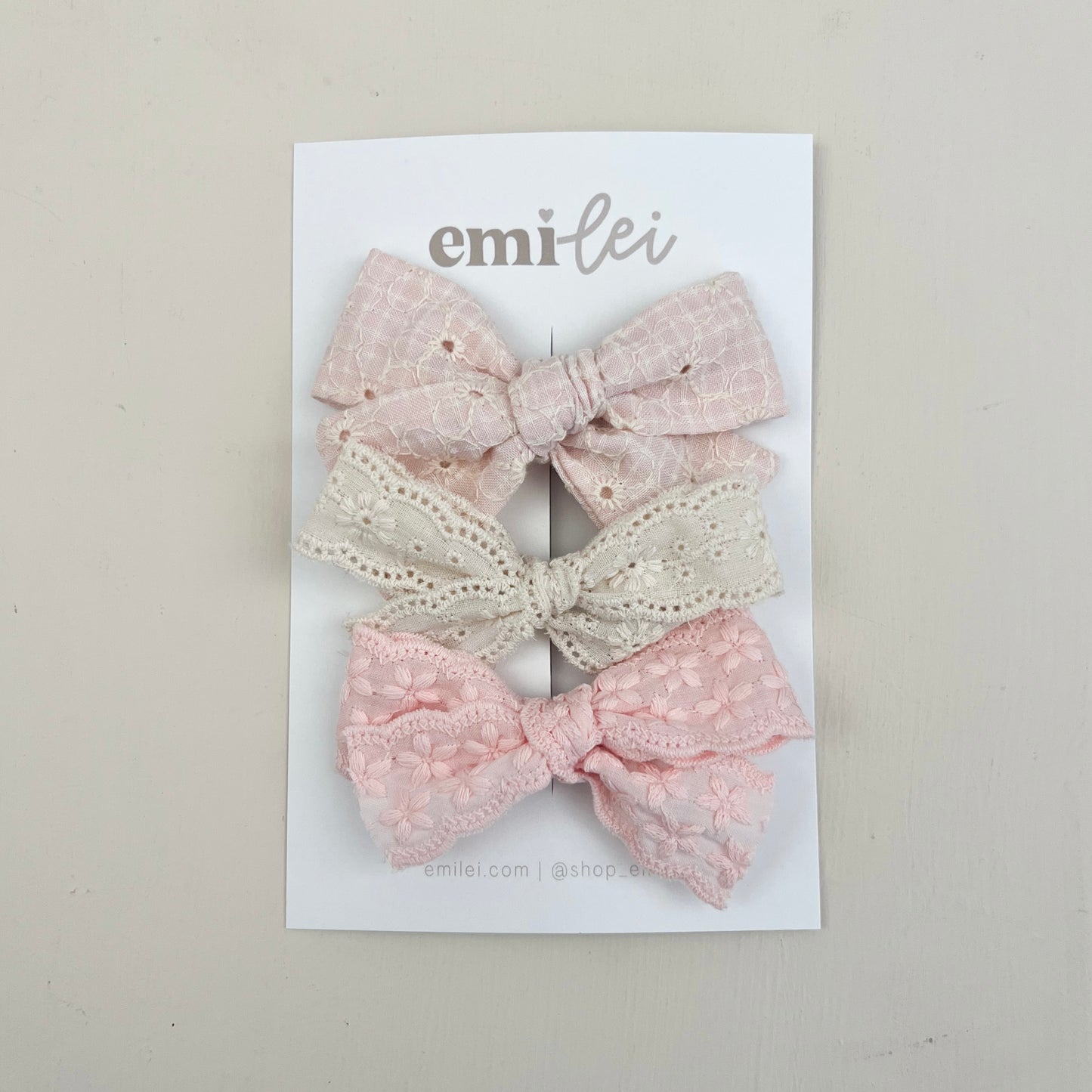 Bow Headbands & Clips | Set of 3 - Vintage Blush/Ivory Lace