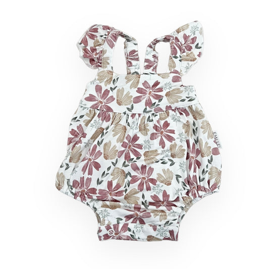 Bamboo Flutter Sleeve Bubble Romper | Watercolor Floral