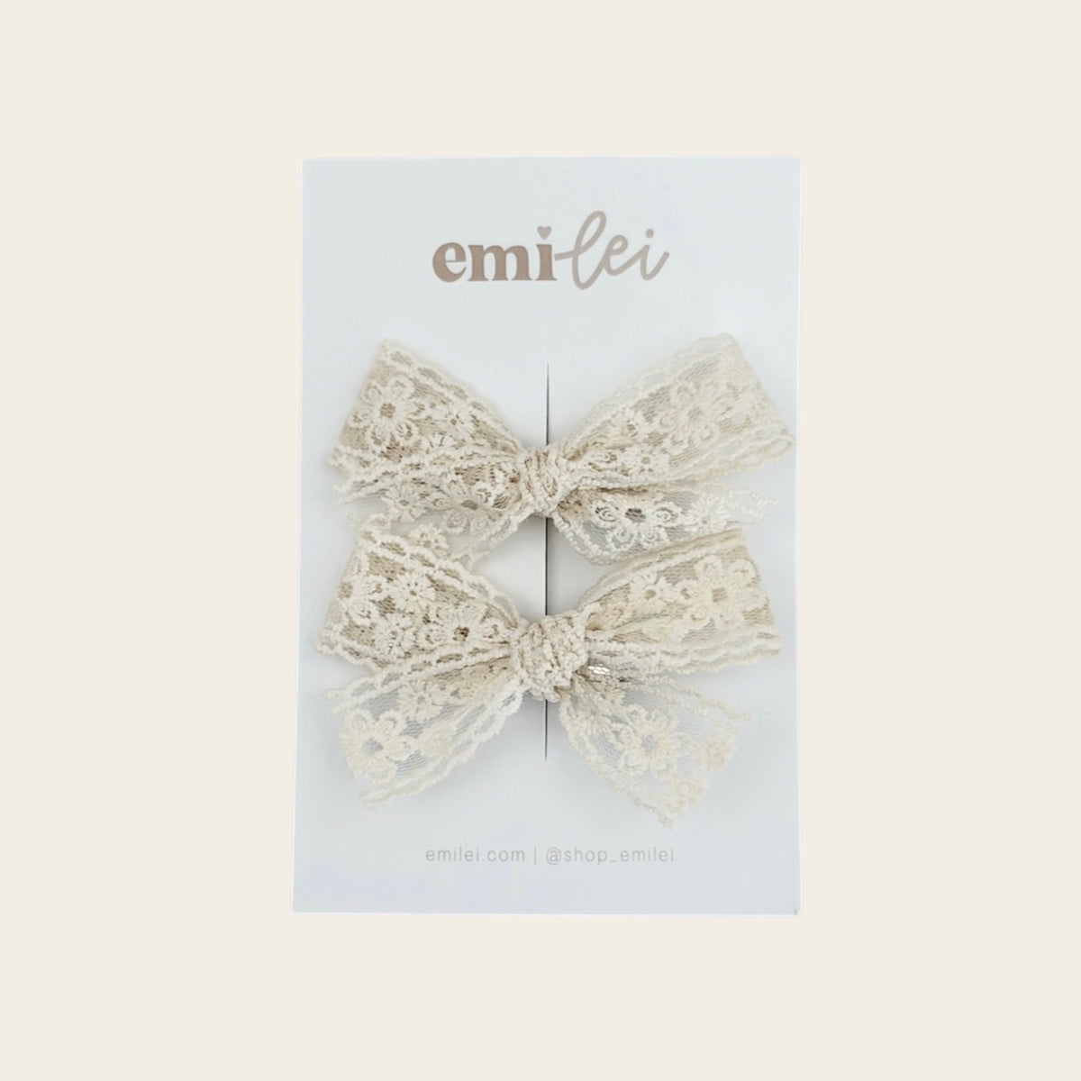 Pigtail Bow Clips - Ivory Lace