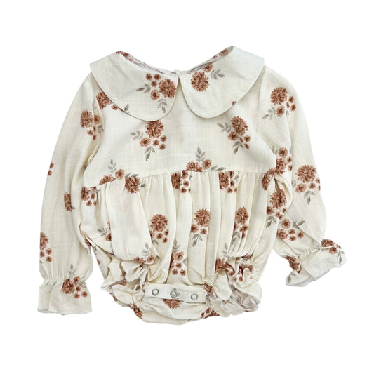 Linen Ruffle Romper | Fall Floral