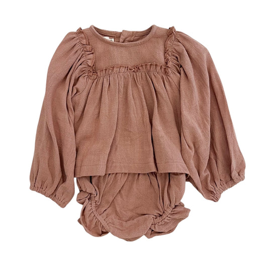 Linen Blouse + Bloomer Set | Terracotta