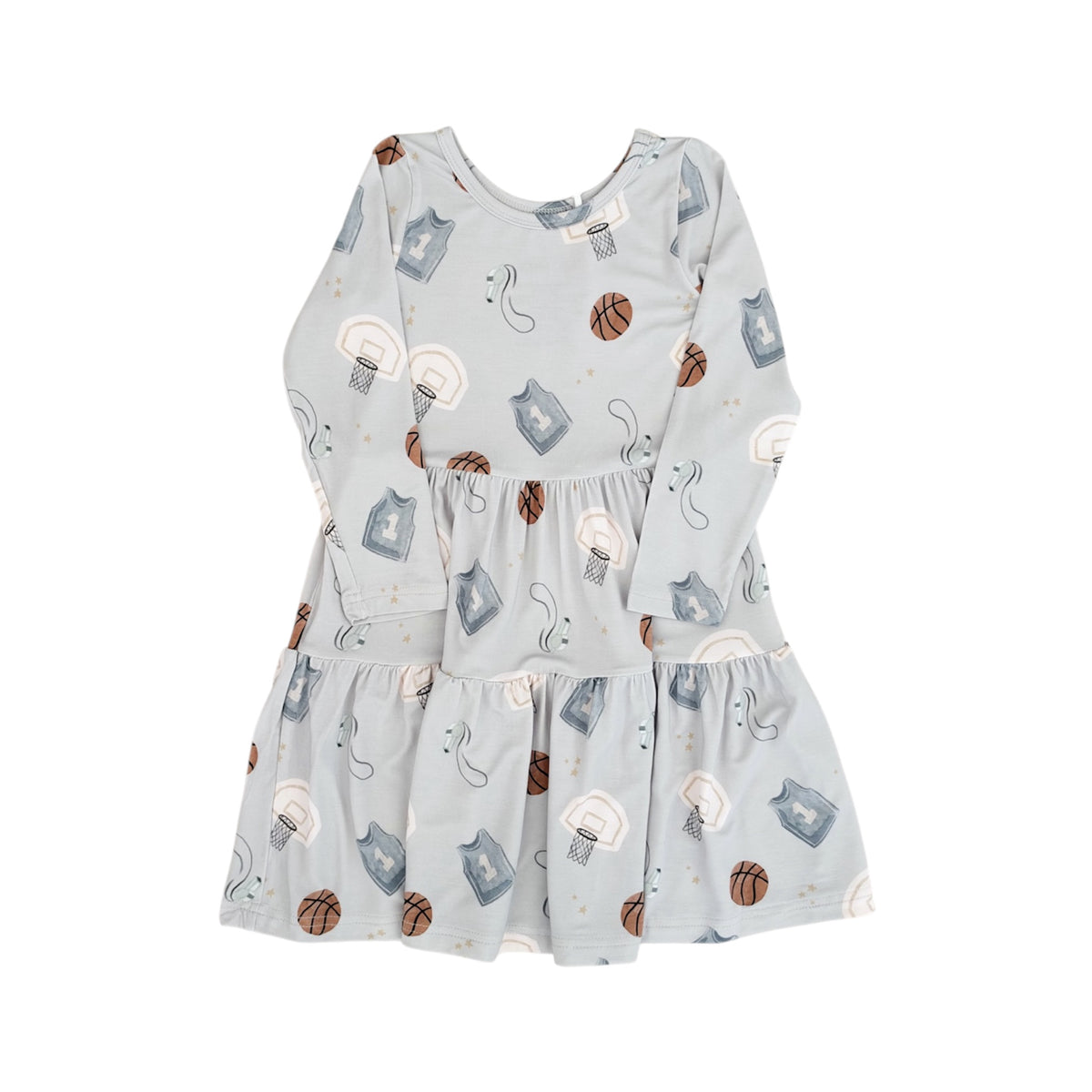 Bamboo Long Sleeve Twirl Dress | Basketball