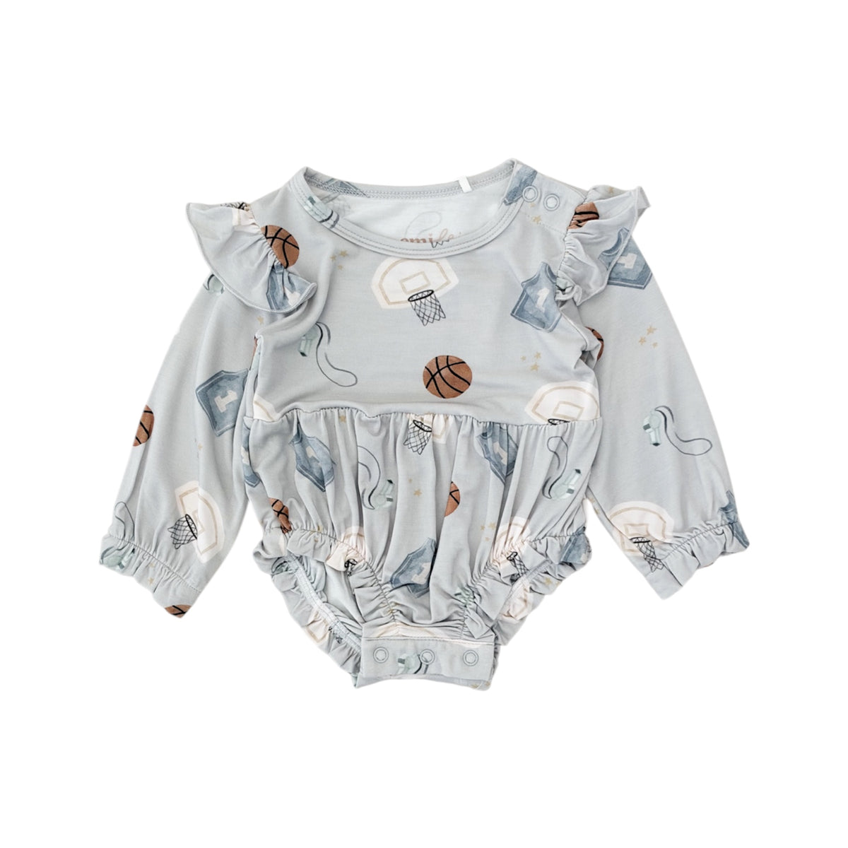 Bamboo Ruffle Bubble Romper | Basketball