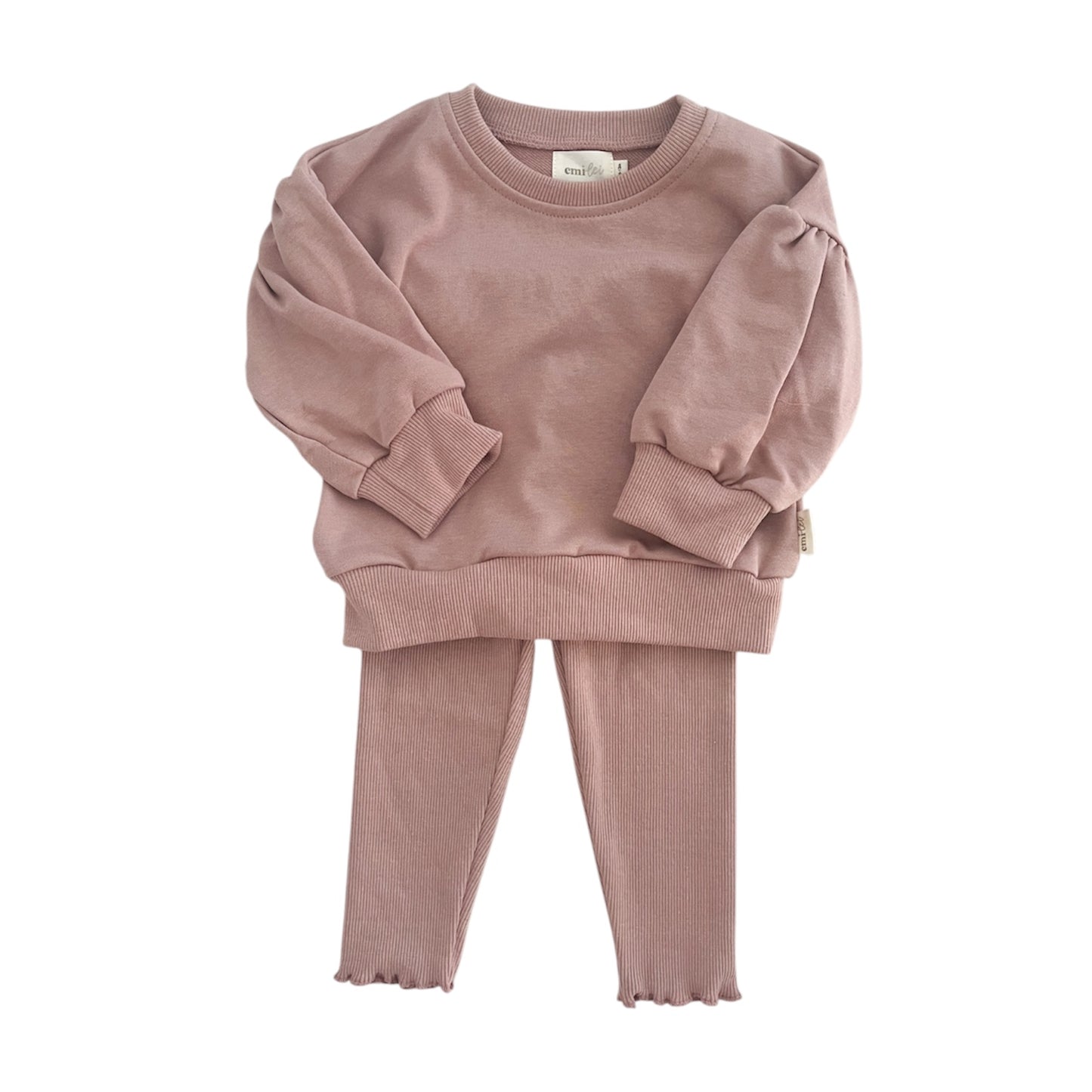 Bubble Sleeve Crewneck & Legging Set | Rose Mauve