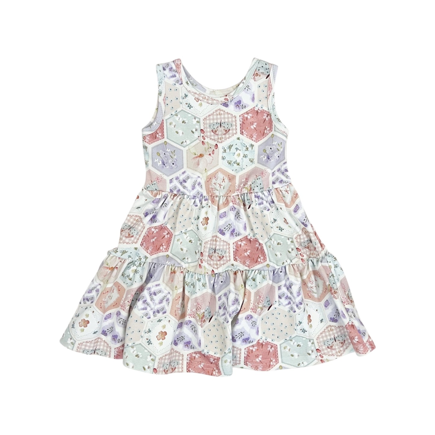 Organic Cotton Sleeveless Twirl Dress | Patch Floral