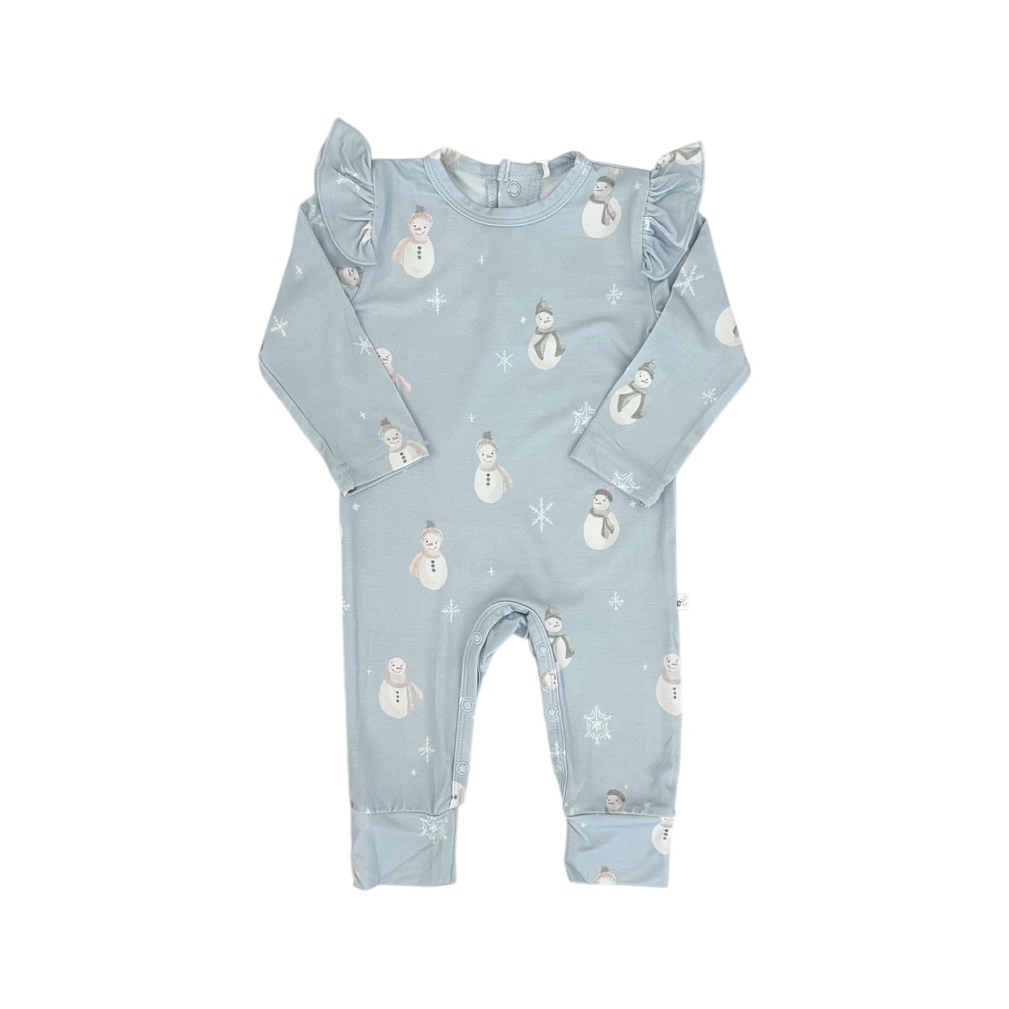 Bamboo Long Sleeve Ruffle Romper | Snowman