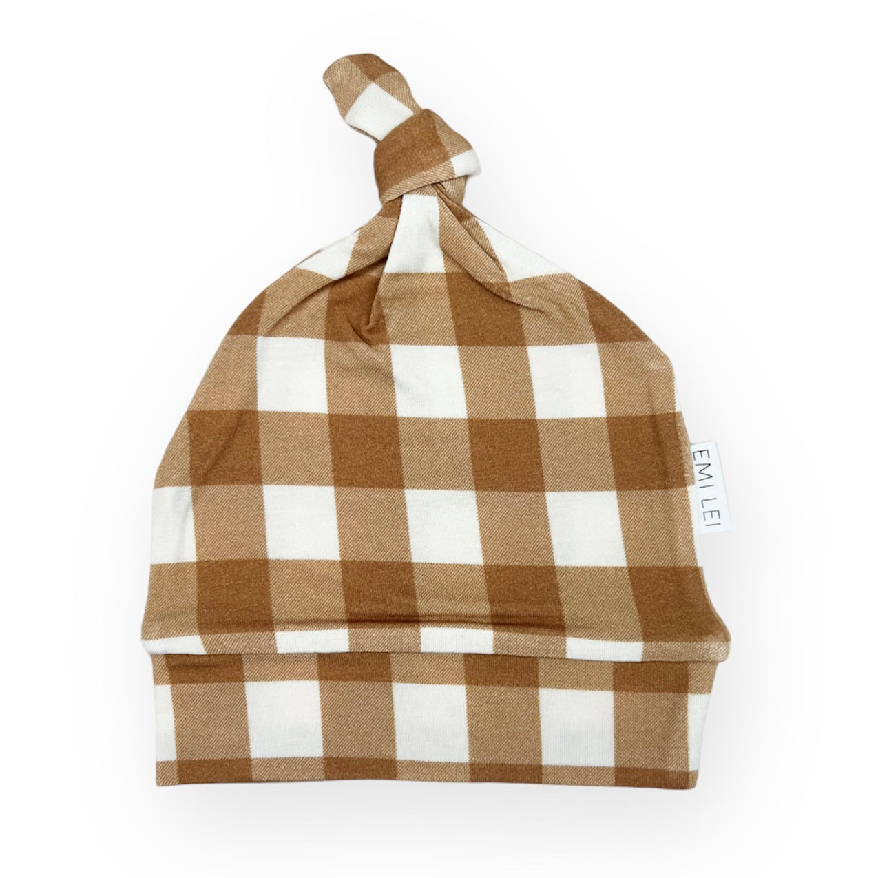 Bamboo Knot Beanie | Caramel Gingham