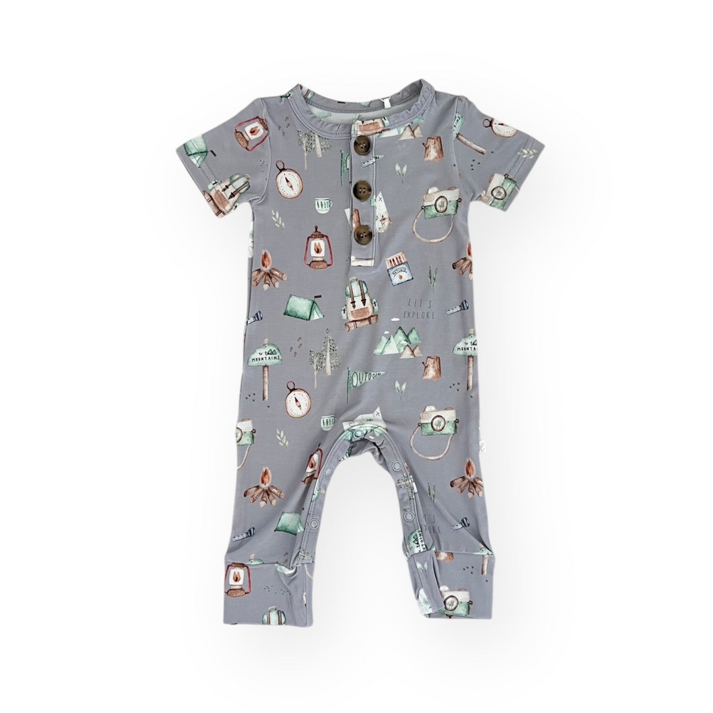 Bamboo Short Sleeved Romper | Camping