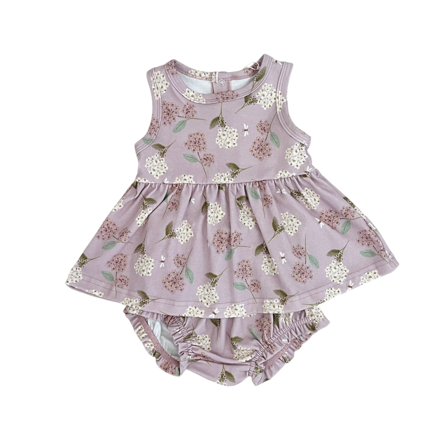 Organic Cotton Sleeveless Peplum Top & Bloomer Set | Hydrangea