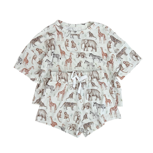 Bamboo Boxy Tee & Short Set | Safari Friends