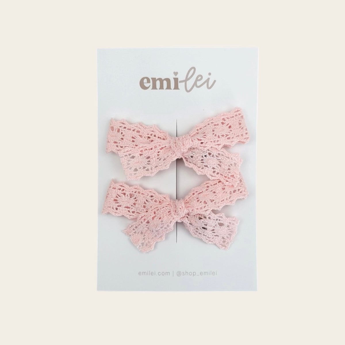 Pigtail Bow Clips - Dainty Blush Lace