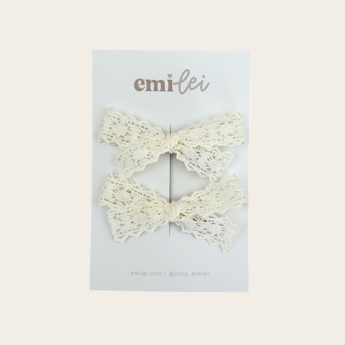 Pigtail Bow Clips - Dainty Ivory Lace