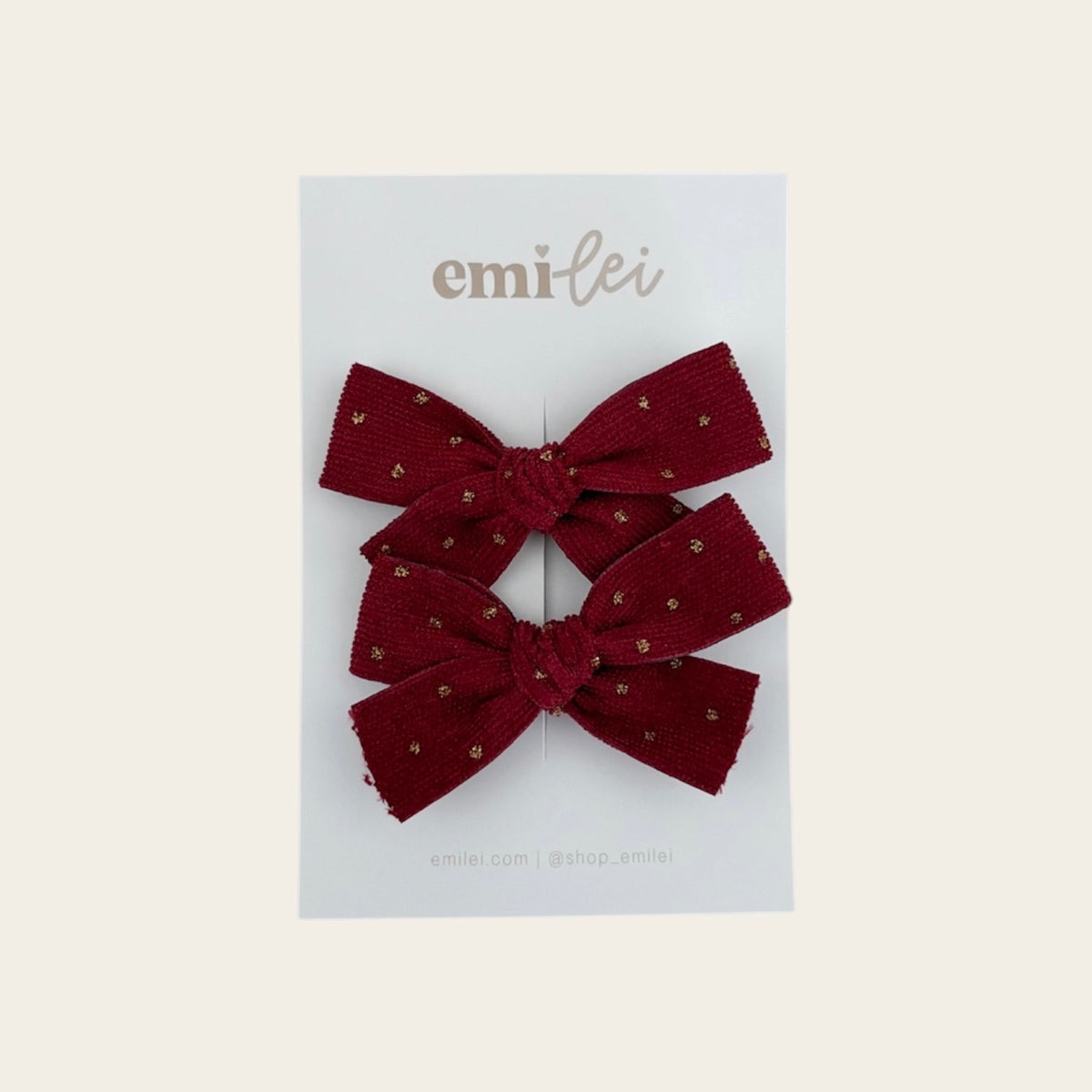 Pigtail Bow Clips - Crimson Sparkle Cord