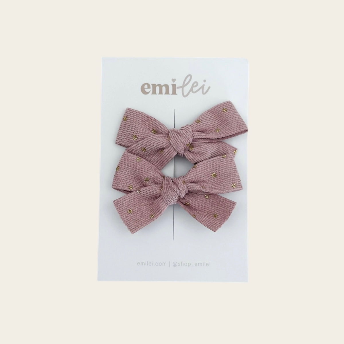 Pigtail Bow Clips - Blush Sparkle Cord