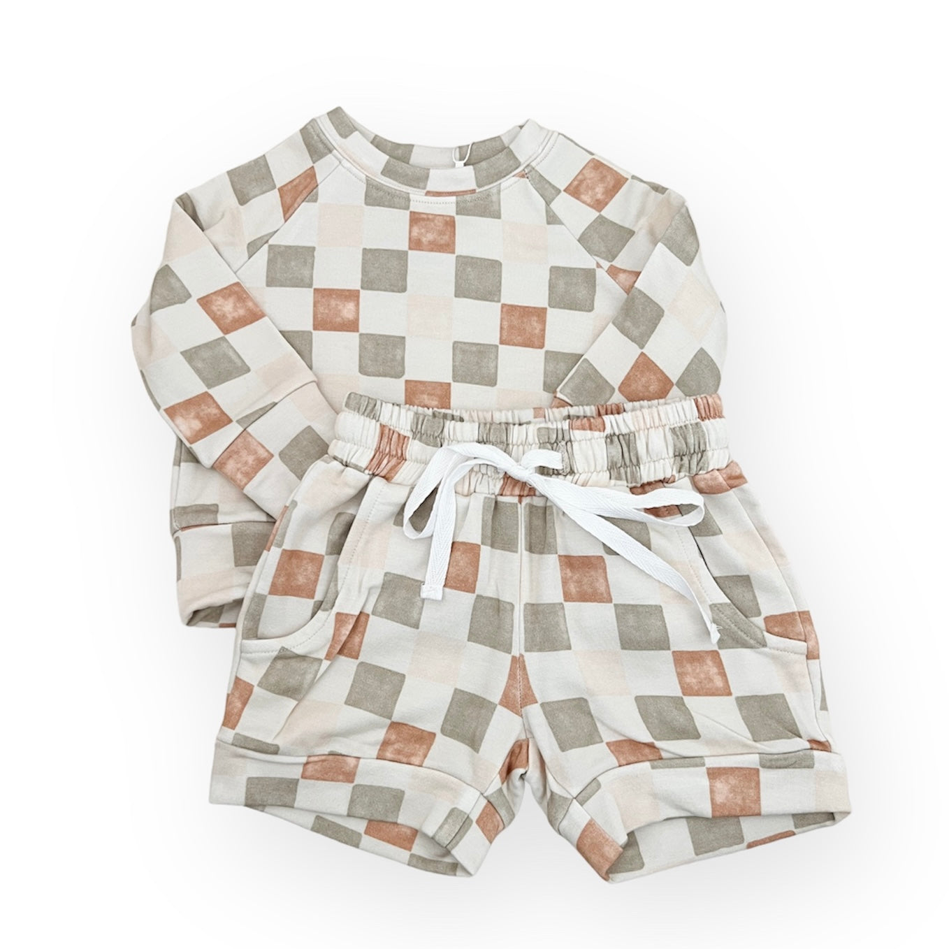 Bamboo Terry Sweatshirt & Short Set | Brushed Check