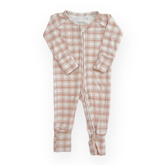 Bamboo Convertible Footie Romper | Blush Plaid