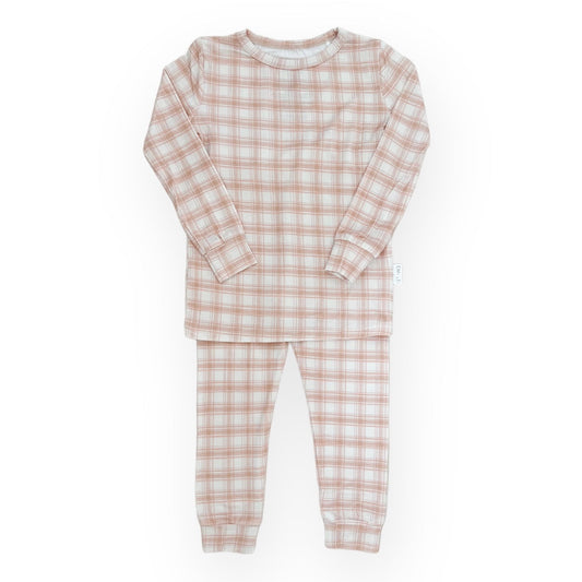 IMPERFECT Bamboo Two Piece Toddler Set | Blush Plaid