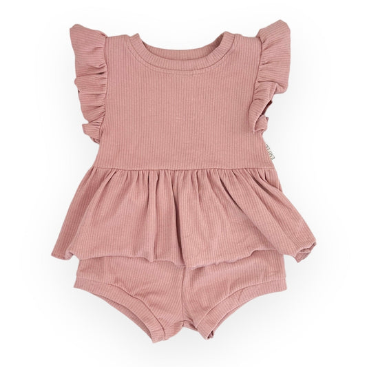 IMPERFECT Venice Ruffle Set - TOP ONLY 5T | Dusty Pink