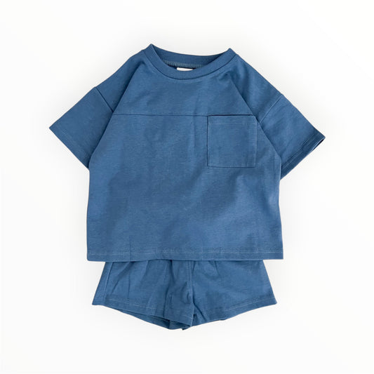 Cotton Tee & Shorts | Blue
