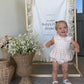 Linen Ruffle Romper | Blush Gingham