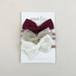 Bow Headbands & Clips | Set of 3 - Red, Ivory, White Sparkle