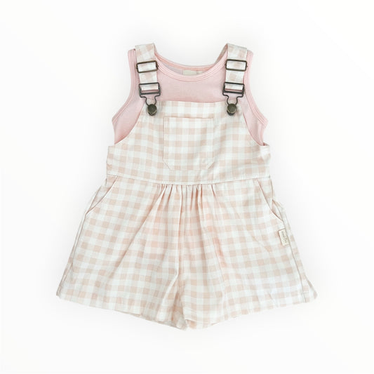 Cotton Overalls & Tank | Blush Gingham
