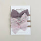 Bow Headbands & Clips | Set of 3 - Pink & Purple Sparkle Floral