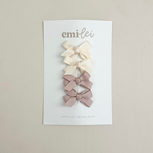 Piggy Ribbon Hair Bow Clips - Set of 4