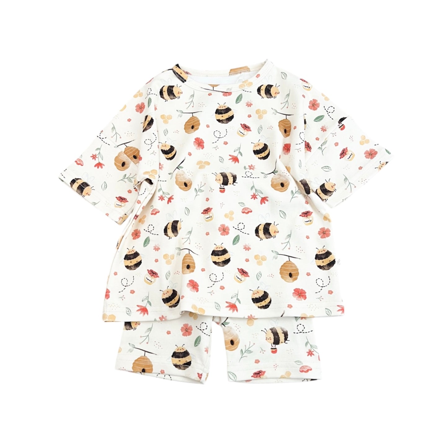 Organic Cotton Boxy Tee & Bike Short Set | Honey Bee