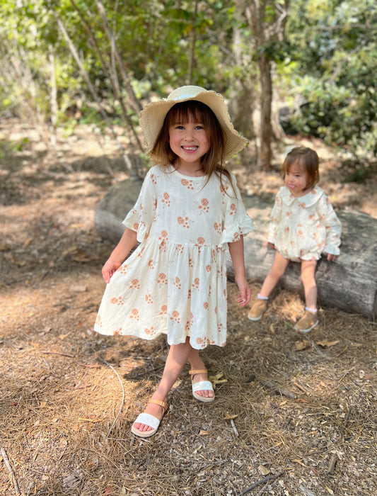 Linen Ruffle Sleeve Dress | Fall Floral