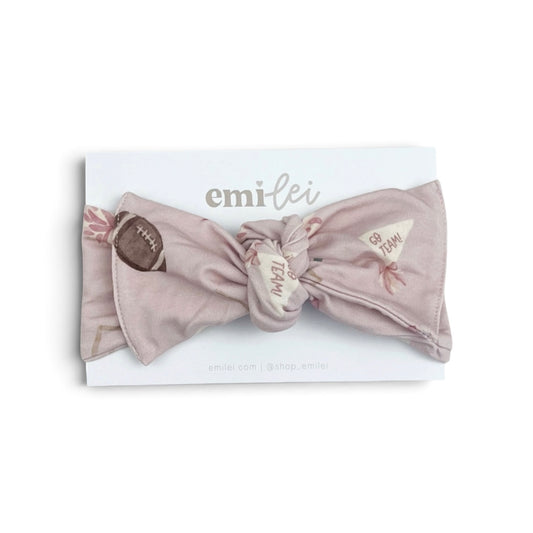 Bamboo Adjustable Bow | Frilly Football (Mauve)