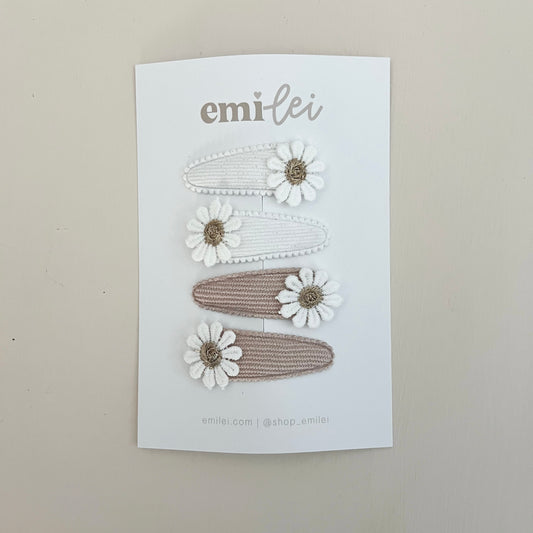 Daisy Hair Clips - Set of 4