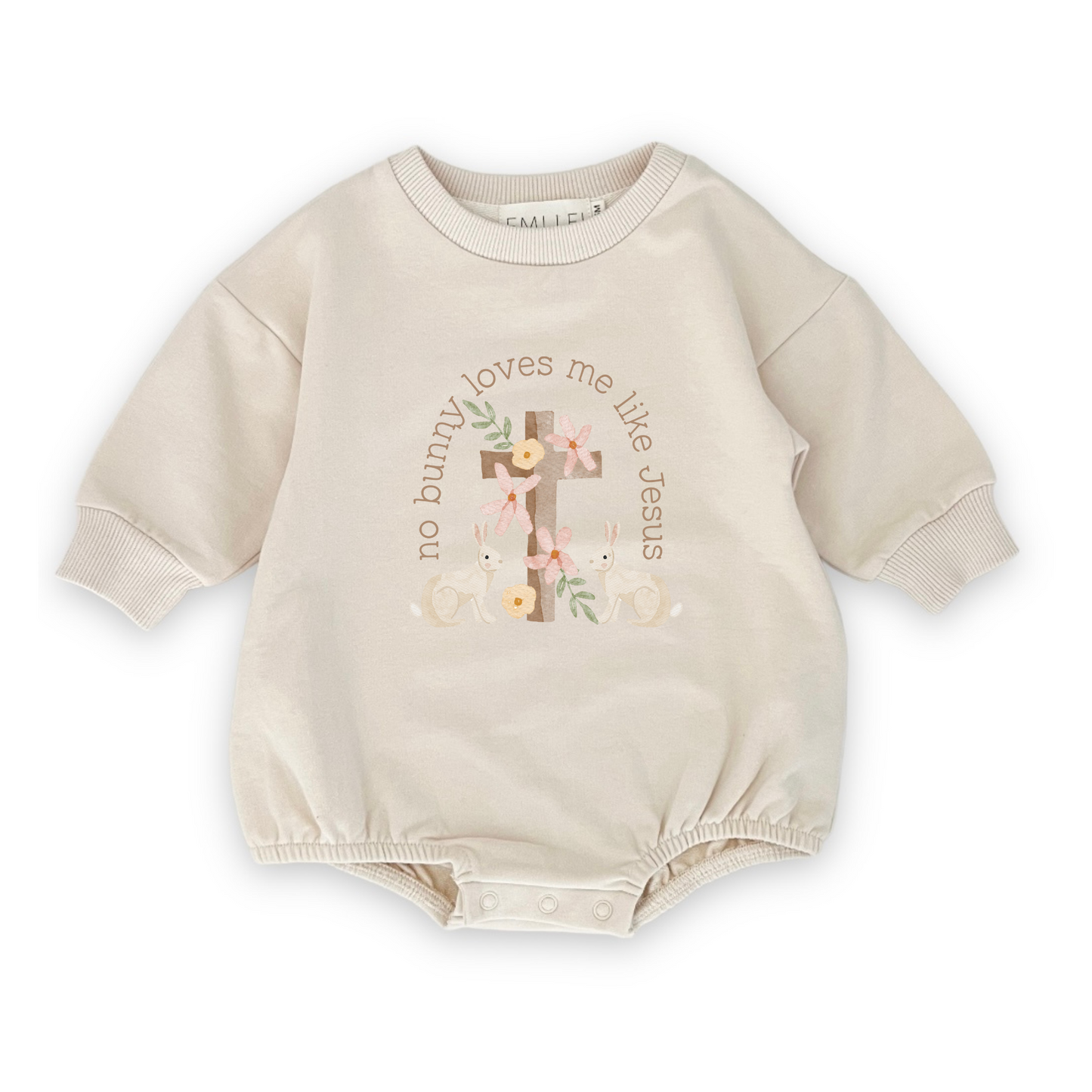 PREORDER Everyday Sweatshirt Romper | No Bunny Loves Me Like Jesus