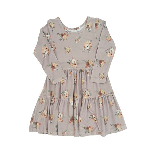 Bamboo Long Sleeve Twirl Dress | Mauve Floral