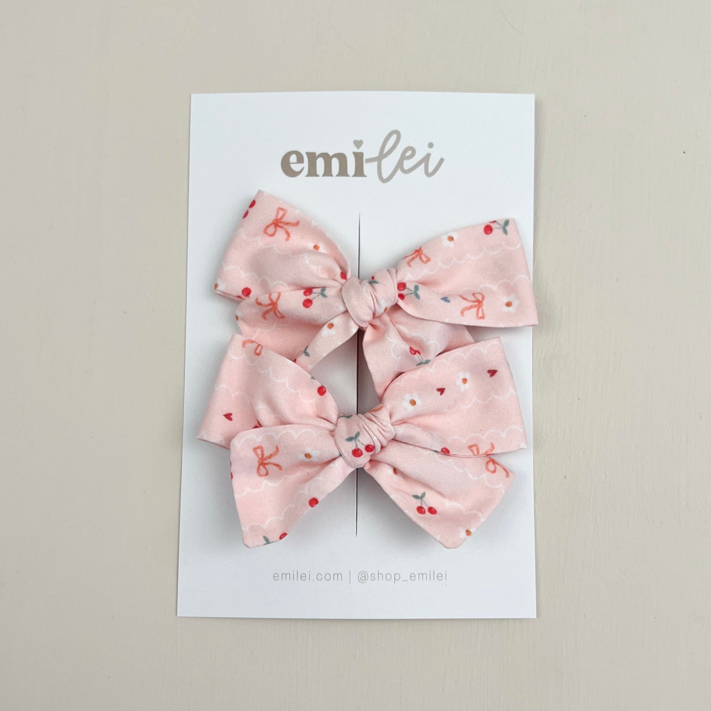 Pigtail Bow Clips | Cherry Lace