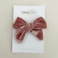 Dusty Pink Velvet Fable Bow on Hair Clip