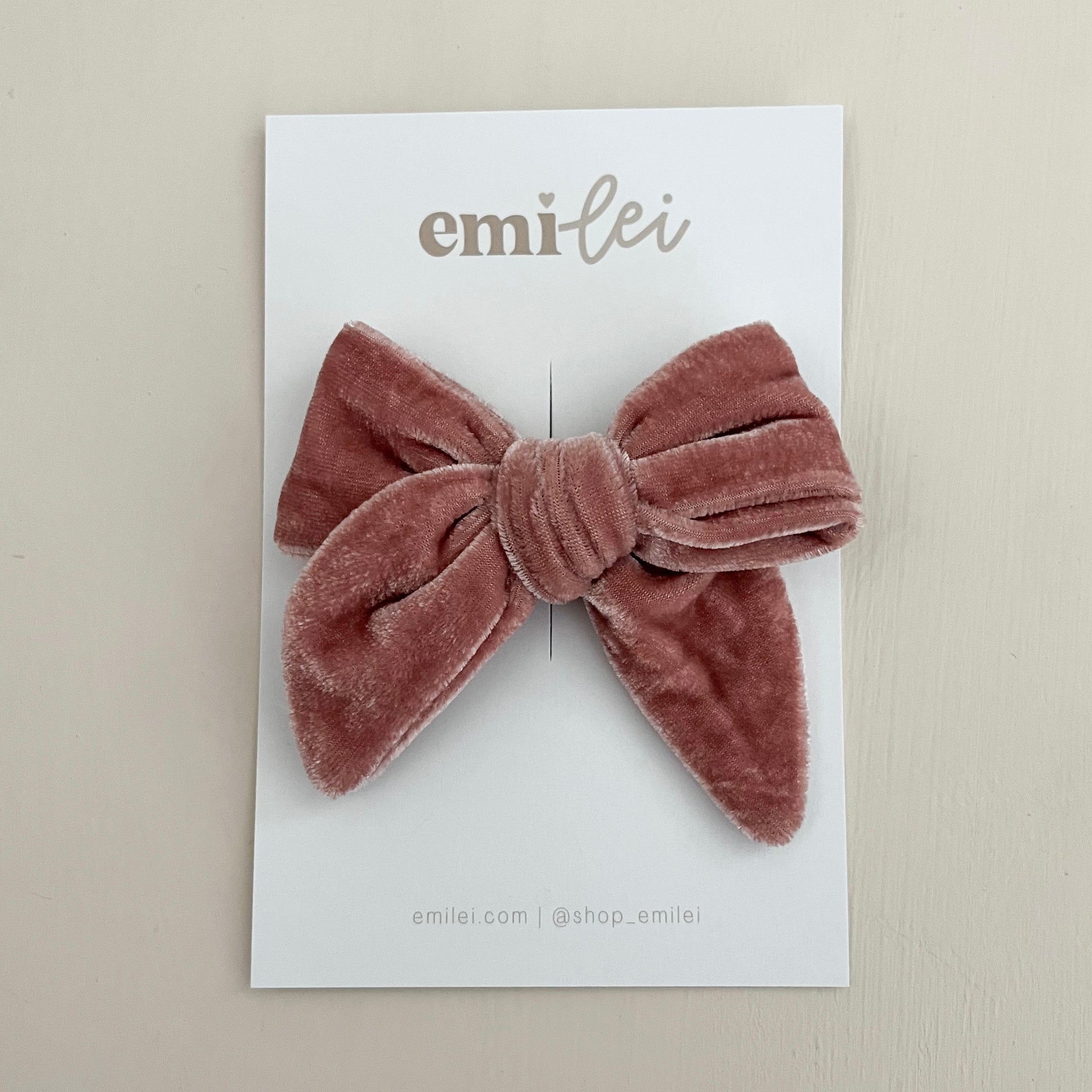 Dusty Pink Velvet Fable Bow on Hair Clip