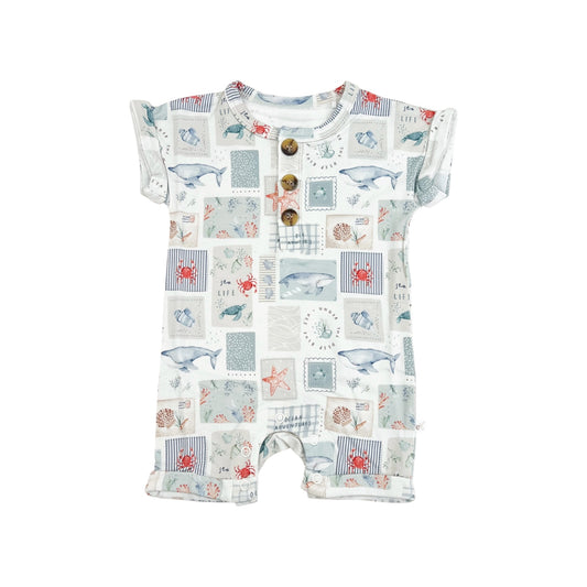 Bamboo Henley Shortie | Sea Life
